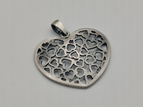 Piękna damska srebrna ażurowa zawieszka/wisiorek SERCE / SERCA biżuteria