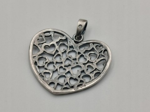 Piękna damska srebrna ażurowa zawieszka/wisiorek SERCE / SERCA biżuteria