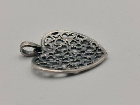 Piękna damska srebrna ażurowa zawieszka/wisiorek SERCE / SERCA biżuteria