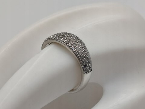 Piękny damski srebrny pierścionek/obrączka CYRKONIE r.20 srebro 925 VINTAGE