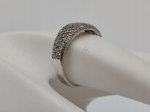 Piękny damski srebrny pierścionek/obrączka CYRKONIE r.20 srebro 925 VINTAGE