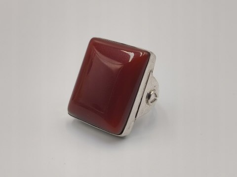 Piękny duży stary srebrny damski pierścionek KARNEOL r.17 srebro biżuteria