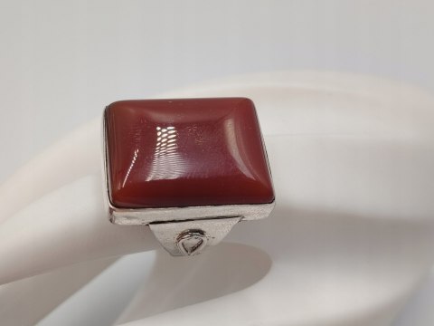 Piękny duży stary srebrny damski pierścionek KARNEOL r.17 srebro biżuteria