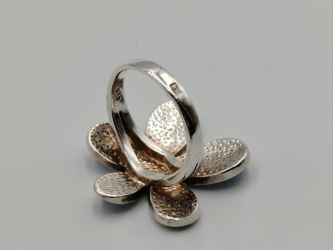 Piękny srebrny damski pierścionek KWIAT emalia r.17/18 srebro 925 biżuteria