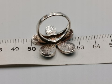 Piękny srebrny damski pierścionek KWIAT emalia r.17/18 srebro 925 biżuteria