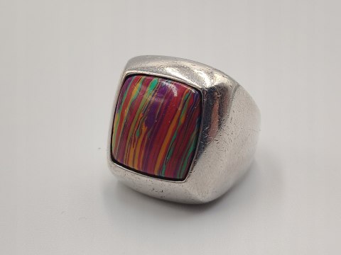 Piękny srebrny damski pierścionek sygnet KAMIEŃ CUDÓW r.16 srebro biżuteria