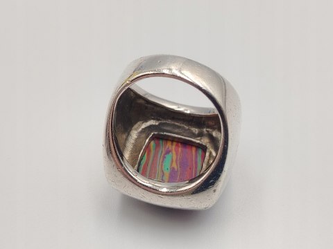 Piękny srebrny damski pierścionek sygnet KAMIEŃ CUDÓW r.16 srebro biżuteria