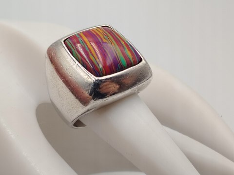 Piękny srebrny damski pierścionek sygnet KAMIEŃ CUDÓW r.16 srebro biżuteria