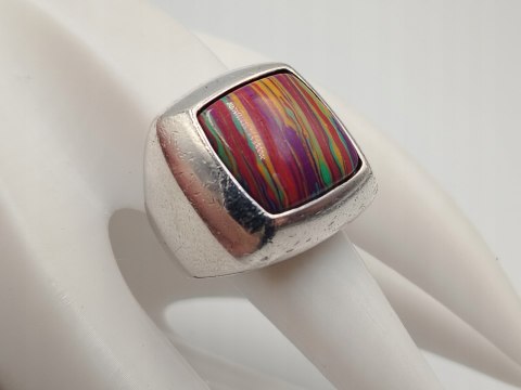 Piękny srebrny damski pierścionek sygnet KAMIEŃ CUDÓW r.16 srebro biżuteria