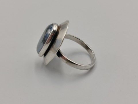 Piękny stary damski srebrny pierścionek HEMATYT srebro 925 r.21 VINTAGE