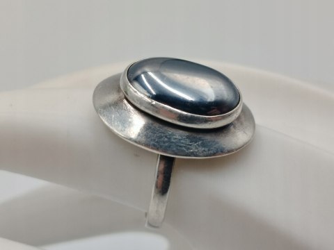 Piękny stary damski srebrny pierścionek HEMATYT srebro 925 r.21 VINTAGE