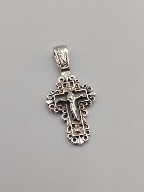 Piękny stary srebrny ażurowy KRZYŻ PRAWOSŁAWNY srebro 925 VINTAGE biżuteria