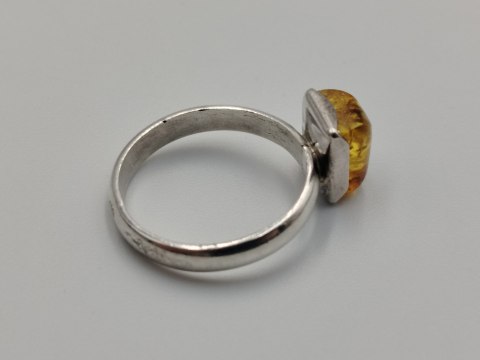 Piękny stary srebrny damski pierścionek BURSZTYN r.11 biżuteria VINTAGE