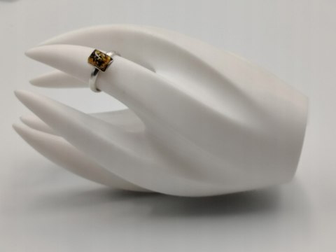 Piękny stary srebrny damski pierścionek BURSZTYN r.11 biżuteria VINTAGE