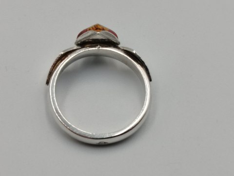 Piękny stary srebrny damski pierścionek BURSZTYN r.13/14 biżuteria VINTAGE
