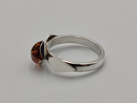Piękny stary srebrny damski pierścionek BURSZTYN r.13/14 biżuteria VINTAGE