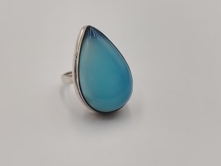 Piękny stary srebrny damski pierścionek CHALCEDON r.18 srebro biżuteria