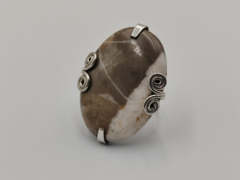 Piękny stary srebrny damski pierścionek KAMIEŃ ŻYCZEŃ r.19 srebro biżuteria