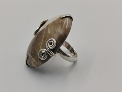 Piękny stary srebrny damski pierścionek KAMIEŃ ŻYCZEŃ r.19 srebro biżuteria