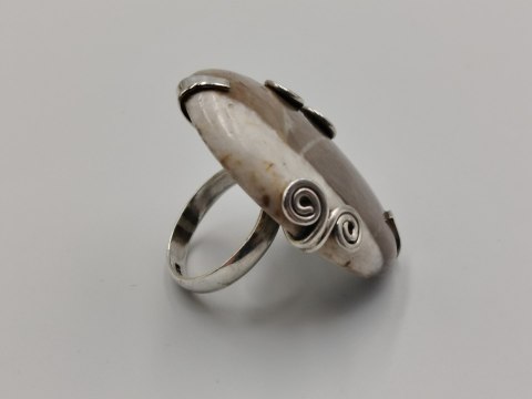 Piękny stary srebrny damski pierścionek KAMIEŃ ŻYCZEŃ r.19 srebro biżuteria