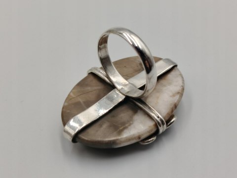 Piękny stary srebrny damski pierścionek KAMIEŃ ŻYCZEŃ r.19 srebro biżuteria