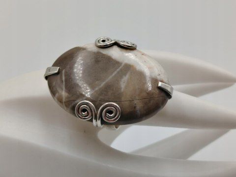 Piękny stary srebrny damski pierścionek KAMIEŃ ŻYCZEŃ r.19 srebro biżuteria