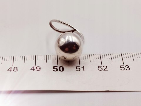 Piękny stary srebrny damski pierścionek KULKA / KULA r.10 biżuteria VINTAGE