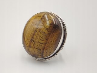 Piękny stary srebrny damski pierścionek TYGRYSIE OKO r.20 srebro biżuteria