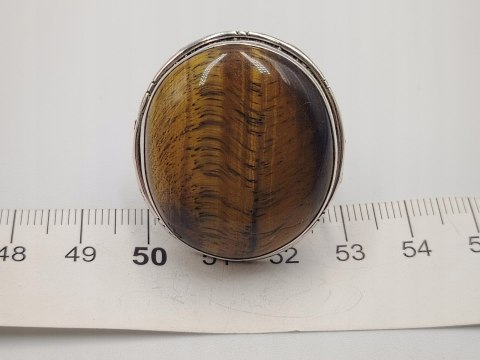 Piękny stary srebrny damski pierścionek TYGRYSIE OKO r.20 srebro biżuteria