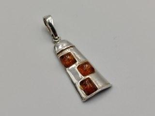 Piękny stary srebrny damski wisiorek/zawieszka DZWONEK bursztyn VINTAGE