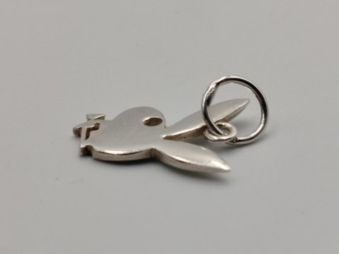 Piękny stary srebrny damski wisiorek/zawieszka KRÓLICZEK PLAYBOYA vintage