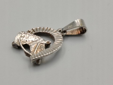 Piękny stary srebrny damski wisiorek/zawieszka PODKOWA / KOŃ srebro VINTAGE