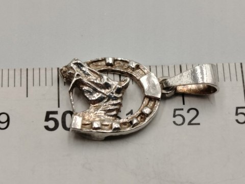 Piękny stary srebrny damski wisiorek/zawieszka PODKOWA / KOŃ srebro VINTAGE