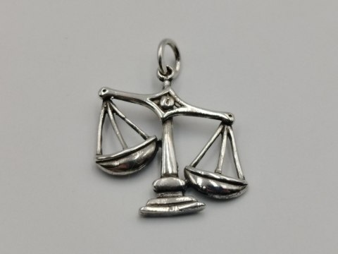 Piękny stary srebrny damski wisiorek/zawieszka WAGA biżuteria VINTAGE