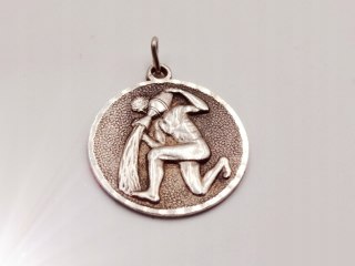 Piękny stary srebrny damski wisiorek/zawieszka WODNIK znak zodiaku VINTAGE