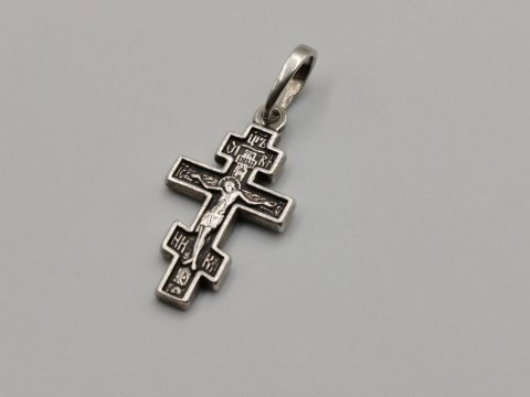 Piękny stary srebrny dwustronny KRZYŻ PRAWOSŁAWNY srebro VINTAGE biżuteria