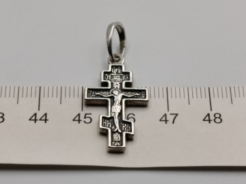 Piękny stary srebrny dwustronny KRZYŻ PRAWOSŁAWNY srebro VINTAGE biżuteria