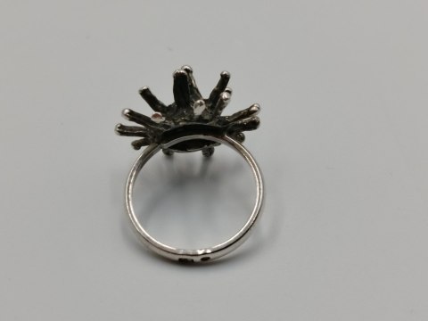 Stary autorski srebrny damski pierścionek JEŻ/JEŻYK r. 17 biżuteria VINTAGE