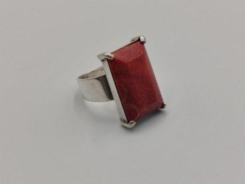 Stary piękny srebrny damski pierścionek KORALOWIEC r. 10 biżuteria VINTAGE