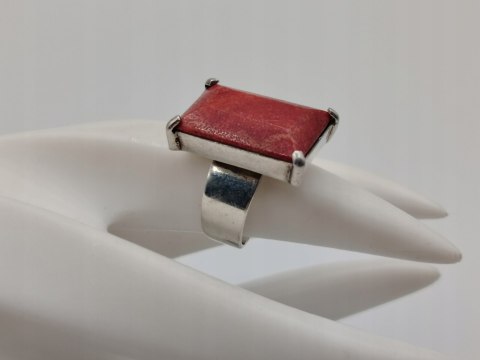 Stary piękny srebrny damski pierścionek KORALOWIEC r. 10 biżuteria VINTAGE