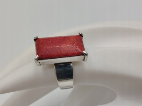 Stary piękny srebrny damski pierścionek KORALOWIEC r. 10 biżuteria VINTAGE