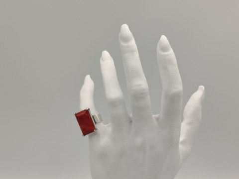 Stary piękny srebrny damski pierścionek KORALOWIEC r. 10 biżuteria VINTAGE