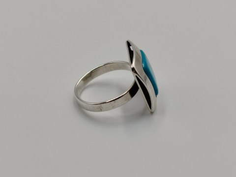 Stary srebrny damski pierścionek TURKUS r.10/11 srebro biżuteria VINTAGE