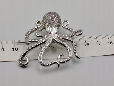 Piękna damska autorska srebrna broszka OŚMIORNICA srebro 925 biżuteria