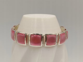 Piękna srebrna damska bransoletka KOCIE OKO róż srebro 925 biżuteria