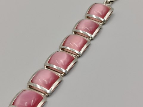 Piękna srebrna damska bransoletka KOCIE OKO róż srebro 925 biżuteria