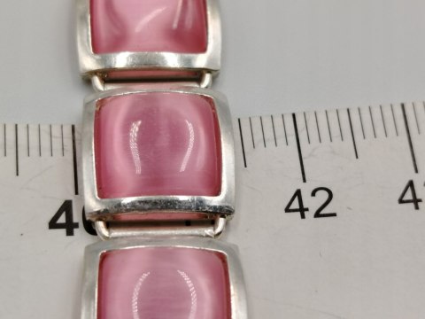 Piękna srebrna damska bransoletka KOCIE OKO róż srebro 925 biżuteria