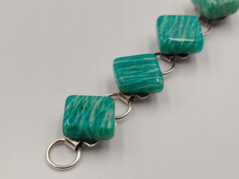 Piękna stara srebrna damska bransoletka AMAZONIT srebro biżuteria VINTAGE