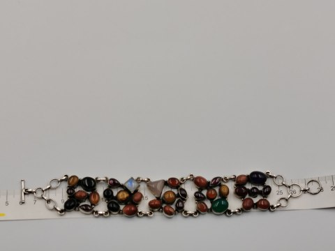 Piękna stara srebrna damska bransoletka MIX kamieni biżuteria VINTAGE