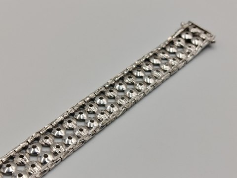 Piękna stara srebrna damska bransoletka ażurowa KOŁA srebro 800 VINTAGE